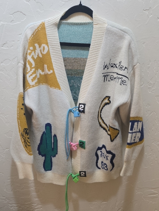 MaxMara Sweaters - Weekend Max Mara "Rupia" Cotton Blend Graphic Cardigan